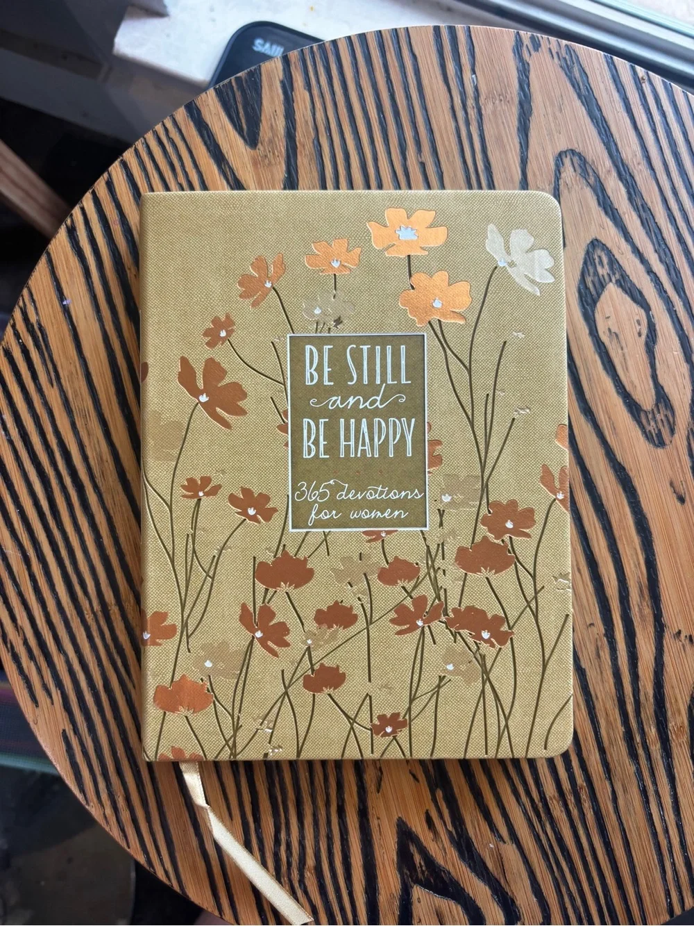 Be Still and Be Happy Devotional Journal - Brown Floral